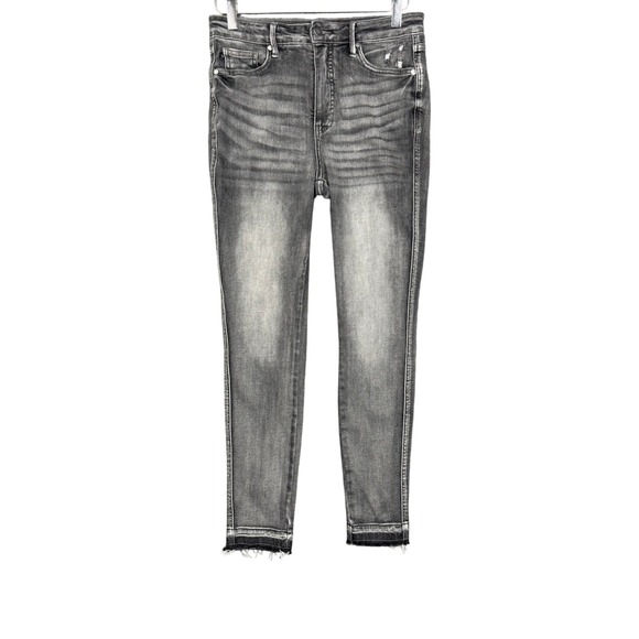 Judy Blue Denim - Judy Blue Jeans Womens 5 27 Gray Skinny Distressed Frayed Released Hem High Rise